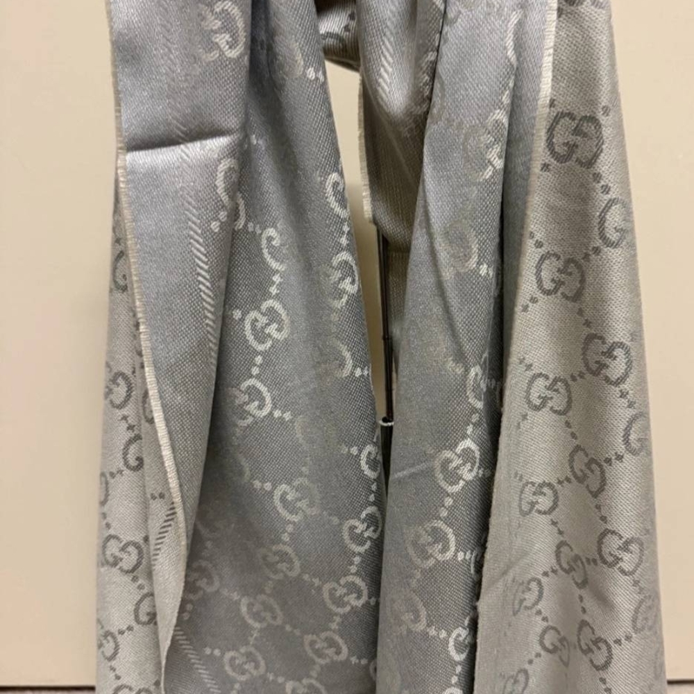 Gucci Silver Monogrammed Scarf